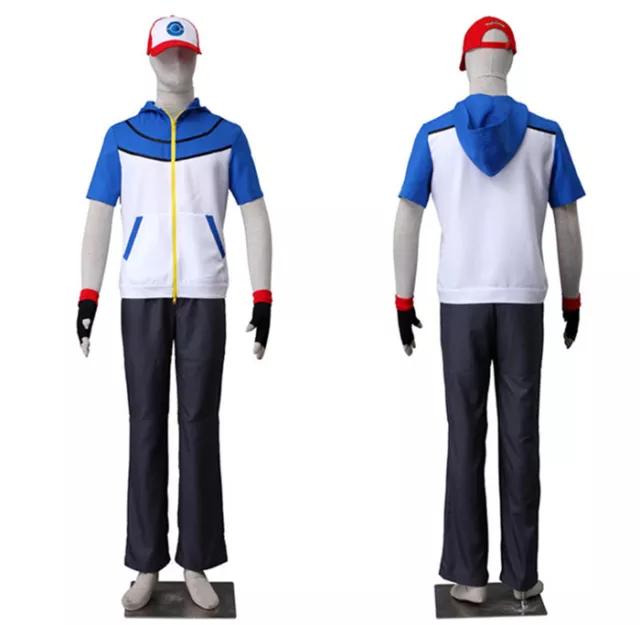 POKEMON GO TRAINER Ash Ketchum Cosplay Kostüm costume Uniform Hut  Handschuhe set EUR 73,08 - PicClick IT