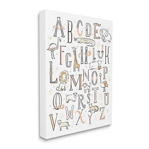 Stupell Industries Nursery Animal Alphabet Chart Soft Orange White Designed b...