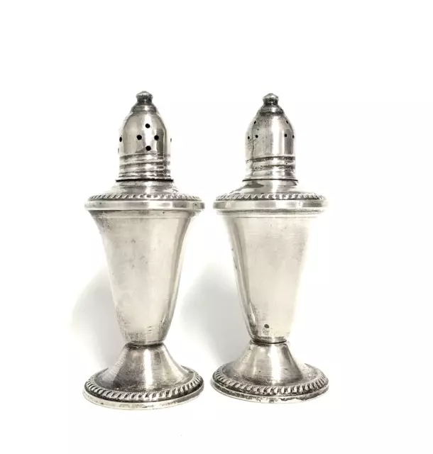 Vintage DUCHIN CREATION-SALT and PEPPER SHAKERS-Sterling Weighted, 4.75" Tall