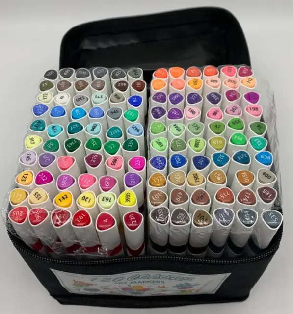 Ohuhu Illustration Marker 120 Colors Brush Type With Blender Pen & Carrying  Case