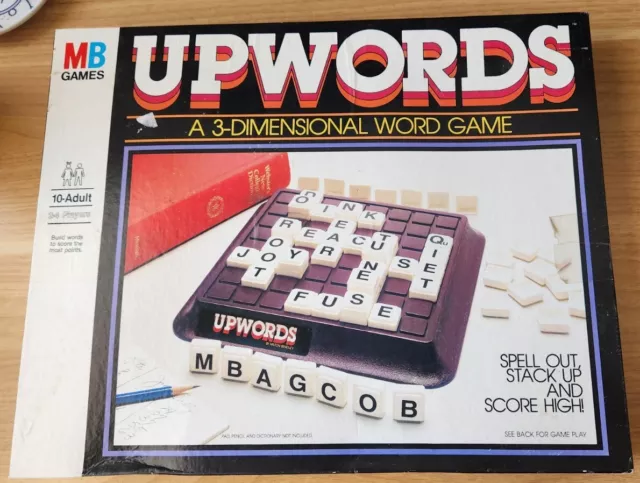 Upwords Board Game Crossword Word Game 1988 Milton Bradley Complete!