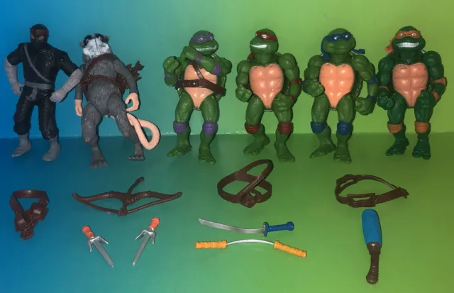 Vintage Lot of 6 TMNT Teenage Mutant Ninja Turtles Action Figures 4.5”