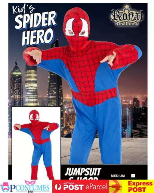 Boys Spider Super Hero Costume Fancy Dress Book Week Jumpsuit Kid Cosplay