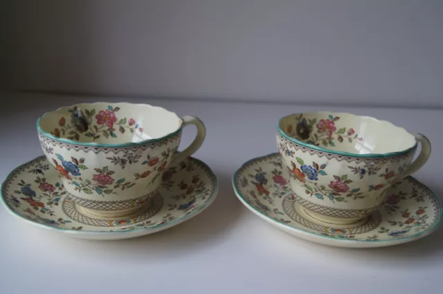 Vintage 2 cups & saucers Mabey & Johnson Royal Jasmine Copeland Spode Audley