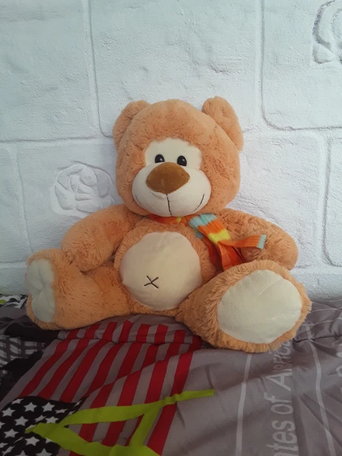 Grand ours en peluche Beige très doux 30 cm - Comme neuf