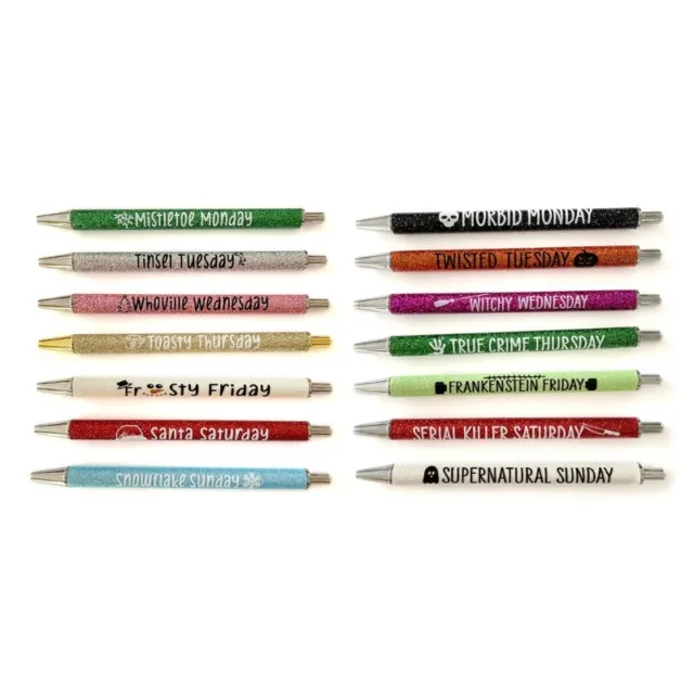 CHRISTMAS day of the week glitter ball point pen set 1.0mm