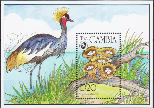 Gambia 1994 African Mushrooms Fungi Plants Nature Birds m/s MNH