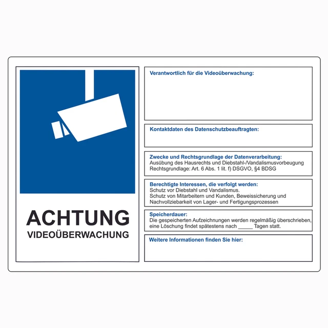 Indigos UG Aufkleber 'Achtung! Videoüberwachung' - 8x15 Cm, Selbstklebend, Wetterfest Für Tür & Wand