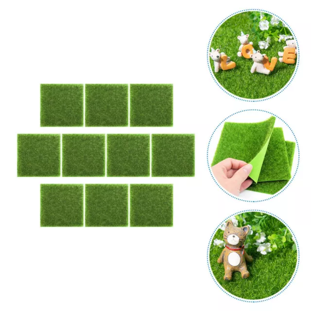 10 Pcs Simulation Grass Mat Landscaping Decor Artificial Door Pet Rug Fake Lawn