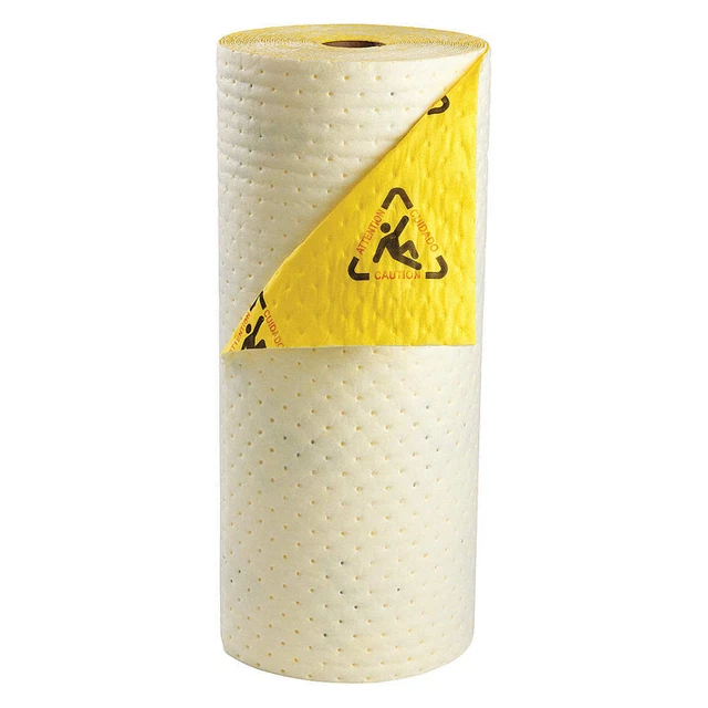 BRADY SPC ABSORBENTS CHBB30 Absorbent Roll,Chem/Hazmat,Black/Yellow