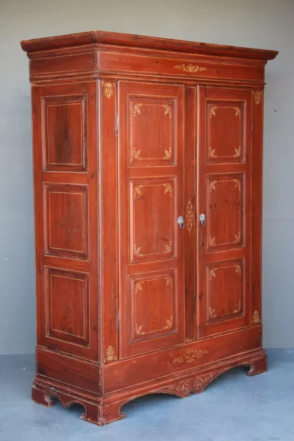 Big Antique provincial EMPIRE ARMOIRE 2 door original hand painted wardrobe 1825
