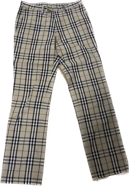 Burberry's Black Label Men Size M 73 Novacheck Pants slacks beige Cotton USED