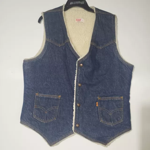 vintage Levis Denim Vest Men's M medium sherpa lined insulated Cowboy