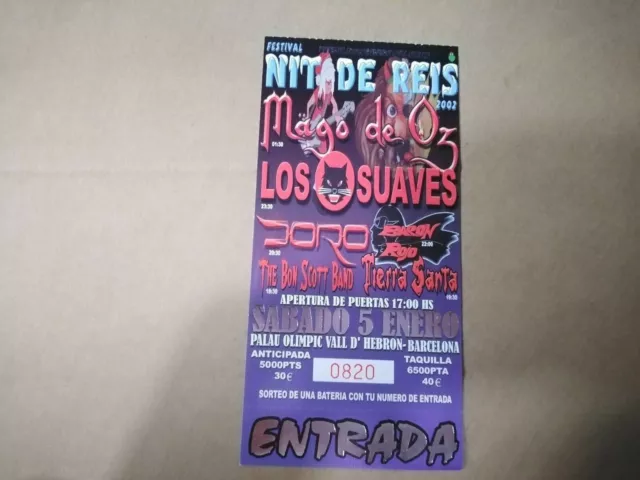 Mago De Oz Sábado 5 Enero 2002 - Entrada Ticket