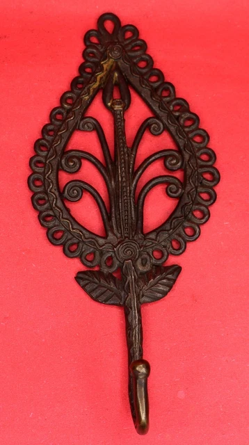 Leaf Shape Handmade Vintage Style Brass Towel Key Cloth Wall Hanger Hook BA2248 3
