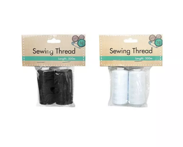 Sewing Thread 4 Spools x 500m Black/ White Quilting Polyester Embroidery Machine