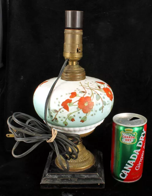Antique Mt. Washington Victorian Art Glass Oil Lamp Converted to Electric 1890