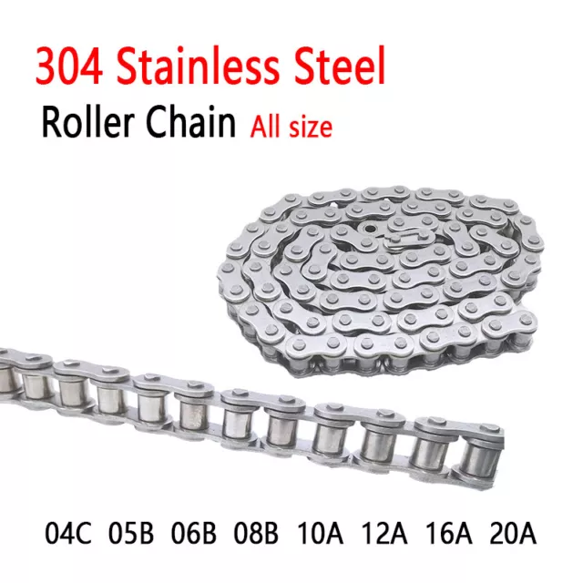 304 Stainless Steel Simplex Roller Chain Standard Quality 1/1.524 Metres+ Links
