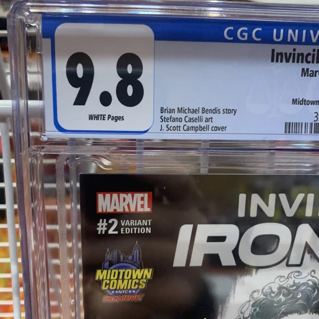💥Invincible Iron Man #2 (2017 Marvel) J Scott Campbell Sketch Variant CGC 9.8💥 3