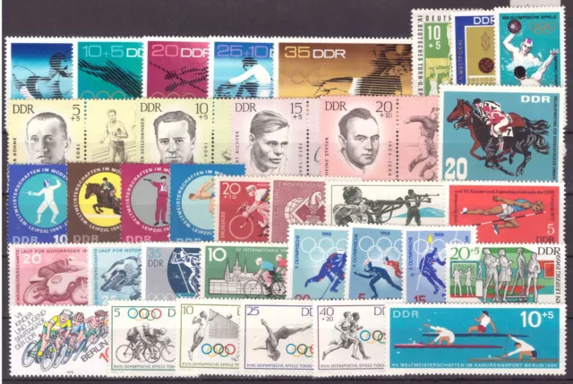 DDR - Briefmarken, Lot: 35 postfrische Sondermarken zum Thema Sport