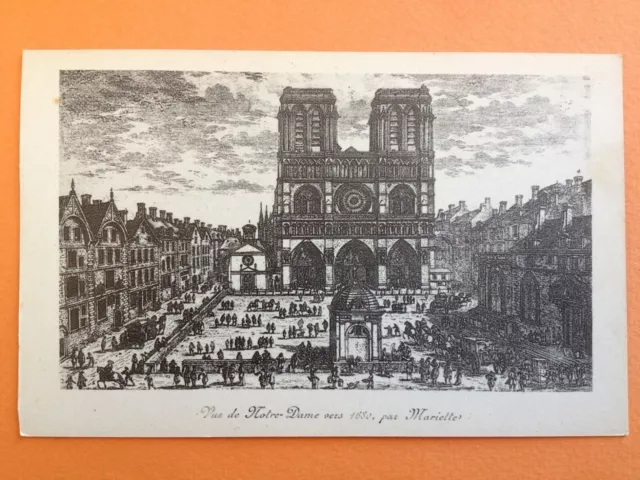 cpa drawing litho 75 - view of NOTRE LADY de PARIS circa 1650 Engraving Drawing
