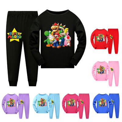 2022 Kids Super Mario Pyjamas Cotton PJ Set Sleepwear Nightwear Outfits