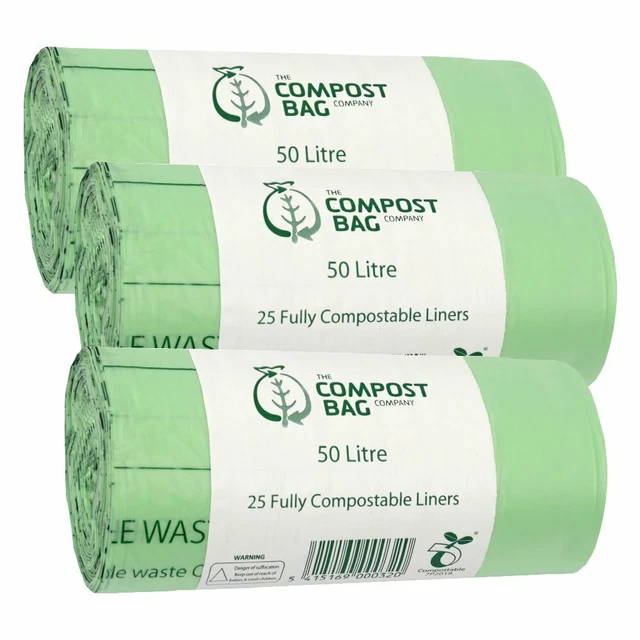 50 LITRE X 75 CompostBag Compostable Food Waste Caddy Liner Bin Bags