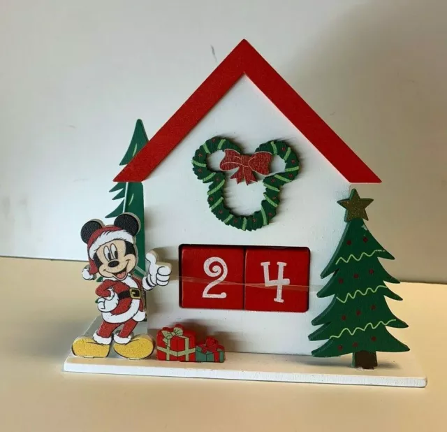 DISNEY MICKEY MOUSE Christmas Countdown Calendar Wooden Advent Calendar