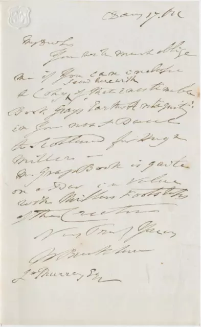 William Buckland SIGNED AUTOGRAPH Letter to publisher John Murray Geologist