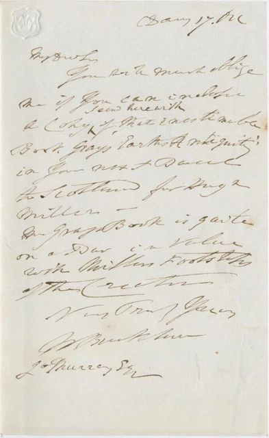 William Buckland SIGNED AUTOGRAPH Letter to publisher John Murray Geologist