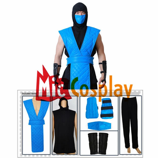 MEN'S FIGHTING SUIT Ninja Cosplay Costume Blue Combat Suit with Face