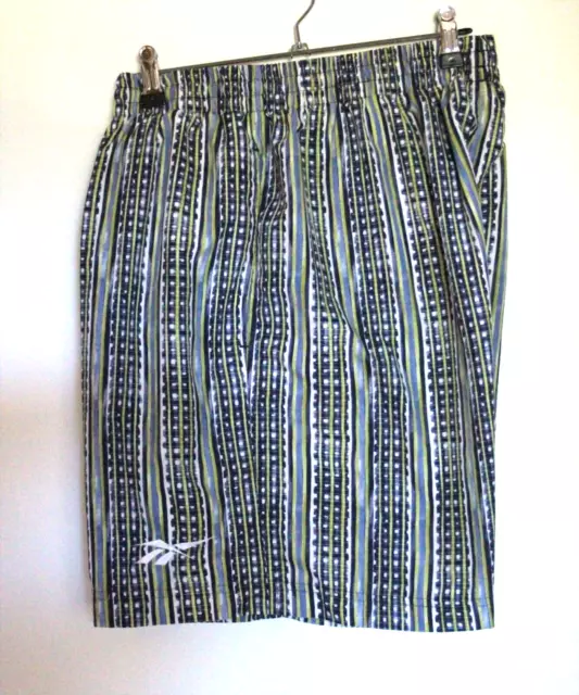 Reebok Mens Size XL Swim Casual Shorts Navy White Green Stripes