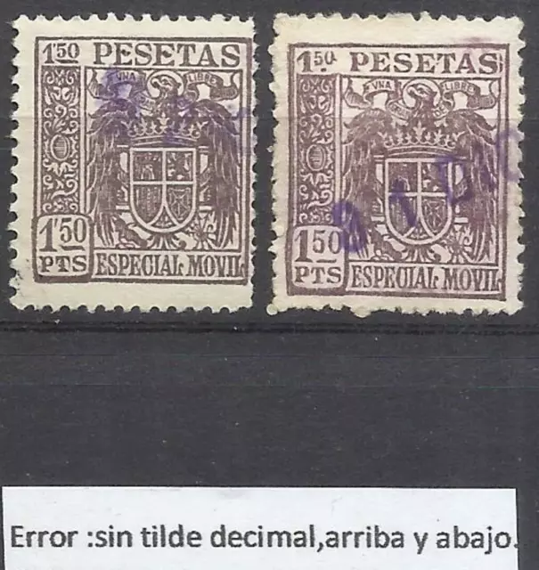 Q511G-Gran Error No Reseñado En Catalogos ,Año 1940.Sellos Fiscales Nº148 Edifil