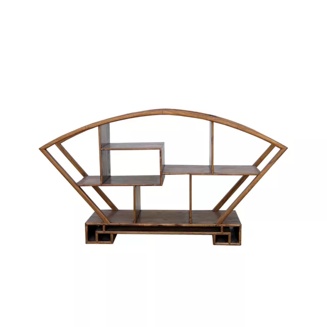 Large Size Chinese Medium Brown Fan Shape Display Curio Cabinet ws3328S Large Size Chinese Medium Brown Fan Shape Display Curio Cabinet ws3328S