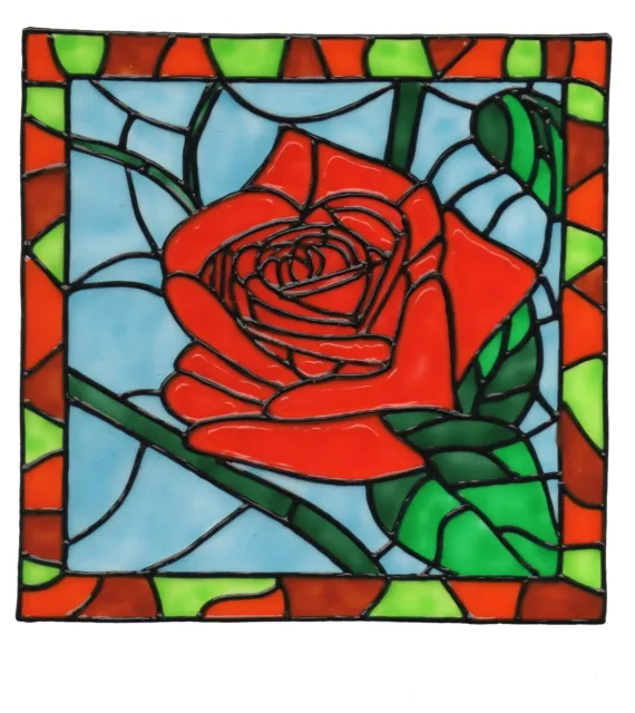 Window Color Bild Fensterbild Aufkleber  " Rose in Fliese 02 " 298
