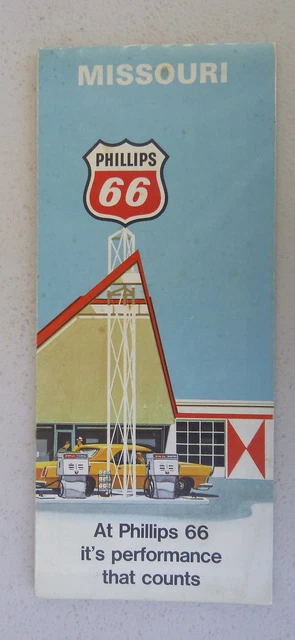 1968 Missouri  road map Phillips 66  oil  gas route 66