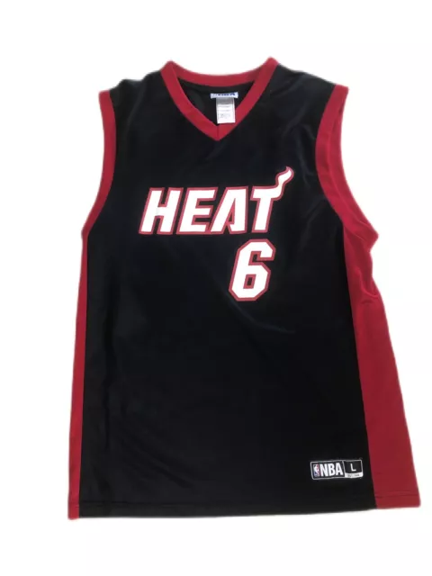 ADIDAS LeBron James #6 Miami Heat Black NBA Basketball Jersey Adult Lg