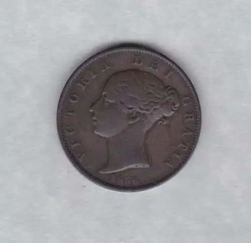 1856 Victoria Halfpenny Coin In Very Fine Condition