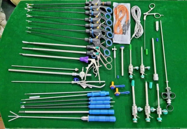 34pc Laparoscopic Surgery Set 5x330mm Laparoscopy Endoscopy Surgical Instruments