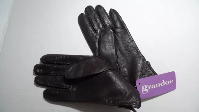 Grandoe- Leather Gloves -New With Tag- Dark Brown-Medium