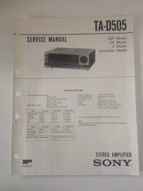 Schema SONY - Service Manual Stereo Amplifier TA-D505 TAD505