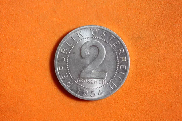 1954 Austria 2 Groschen Aluminum Coin #M18802