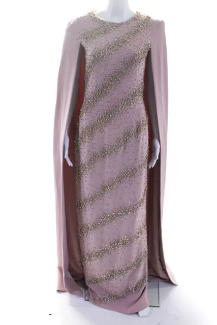 Jenny Packham Womens Jeweled Cape Detail Oleander Gown Primrose Pink Size 6