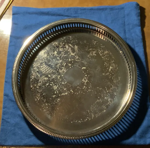 SILVER SERVING TRAY Round 12-1/2” LOVELY ADDITION TO ANY SILVER COLLECTION