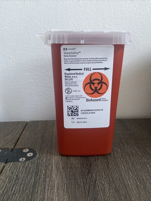 1 Quart Sharps Container Biohazard Needle Disposal 1 Qt Size Tattoo