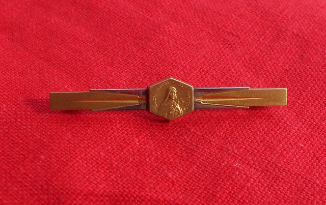 Broche Barrette Vintage Avec Perle Bleue Centrale - Plaqué Or, Occasion