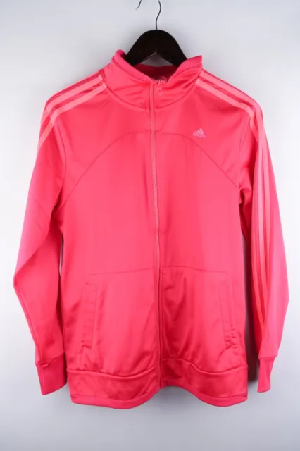 Adidas Donna Track Jacket Activewear Leisure Cerniera Intera Rosa Taglia L UK16-18