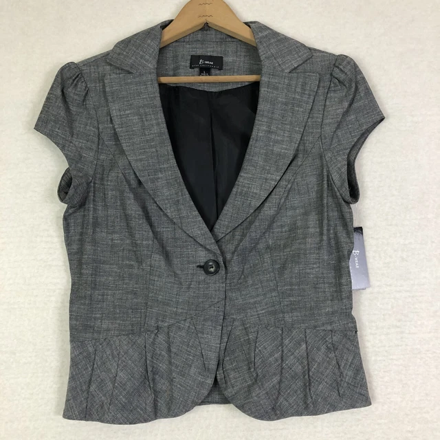 Y2K Top Womens Gray Shirt Jacket Shacket Cap Sleeve Junior Large Alice Cullen
