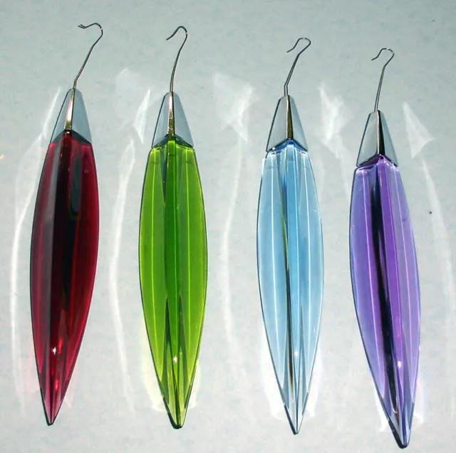 Baccarat Plume 4 PC Assorted Color Crystal Chandelier Pendant Drop/Ornaments New Baccarat Plume 4 PC Assorted Color Crystal Chandelier Pendant Drop/Ornaments New