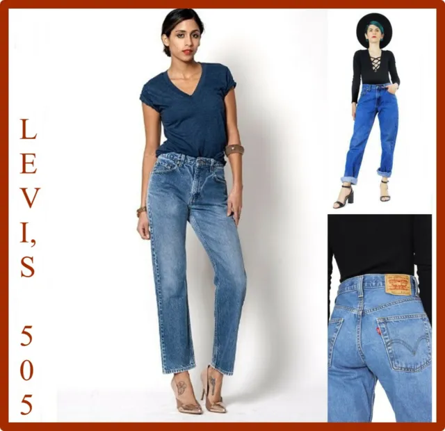 levi's 505 jeans levis pantaloni donna vita alta nuovi boyfriend vintage w27 w28